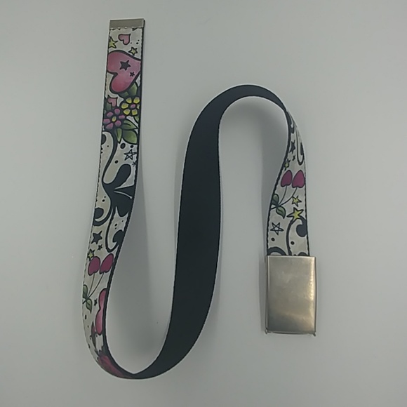 Heart/Stars/Cherry Web Belt W/ Metal Buckle - Picture 2 of 5